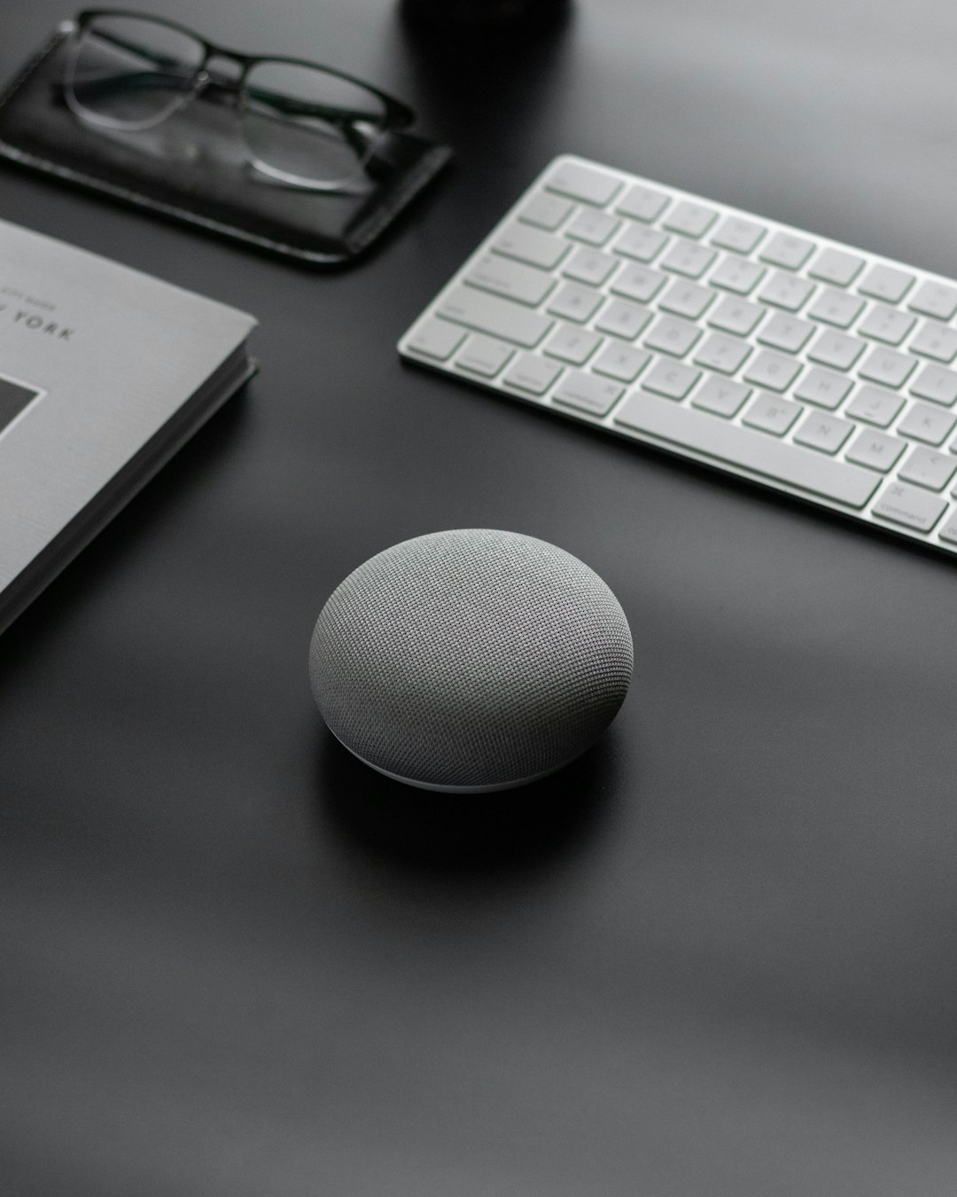 Product shot of the Google Home Mini.